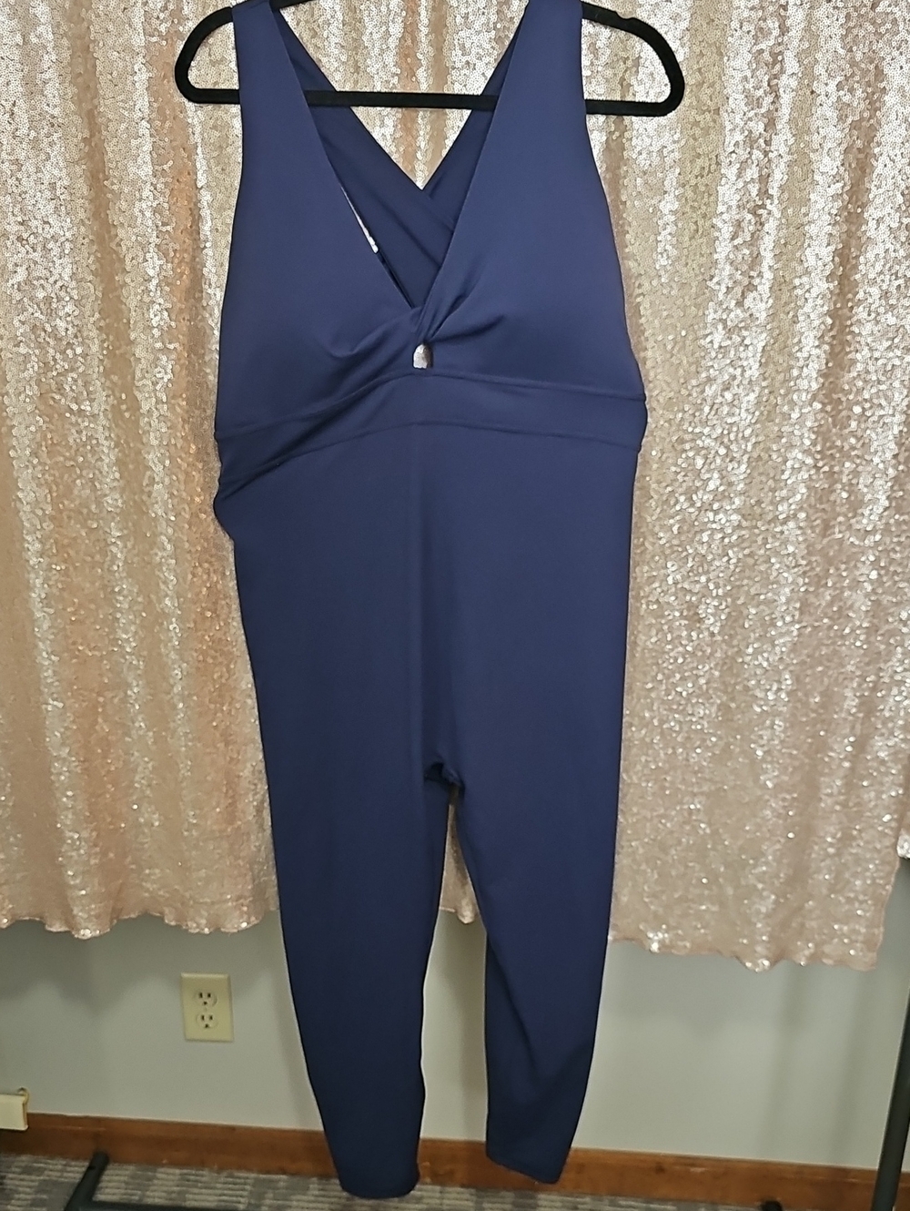 Fabletics Navy V-Neck Cross-Back Jumpsuit